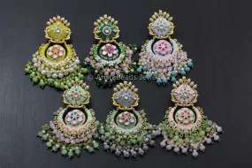 Enamel Kundan Chandbaali Tika Set