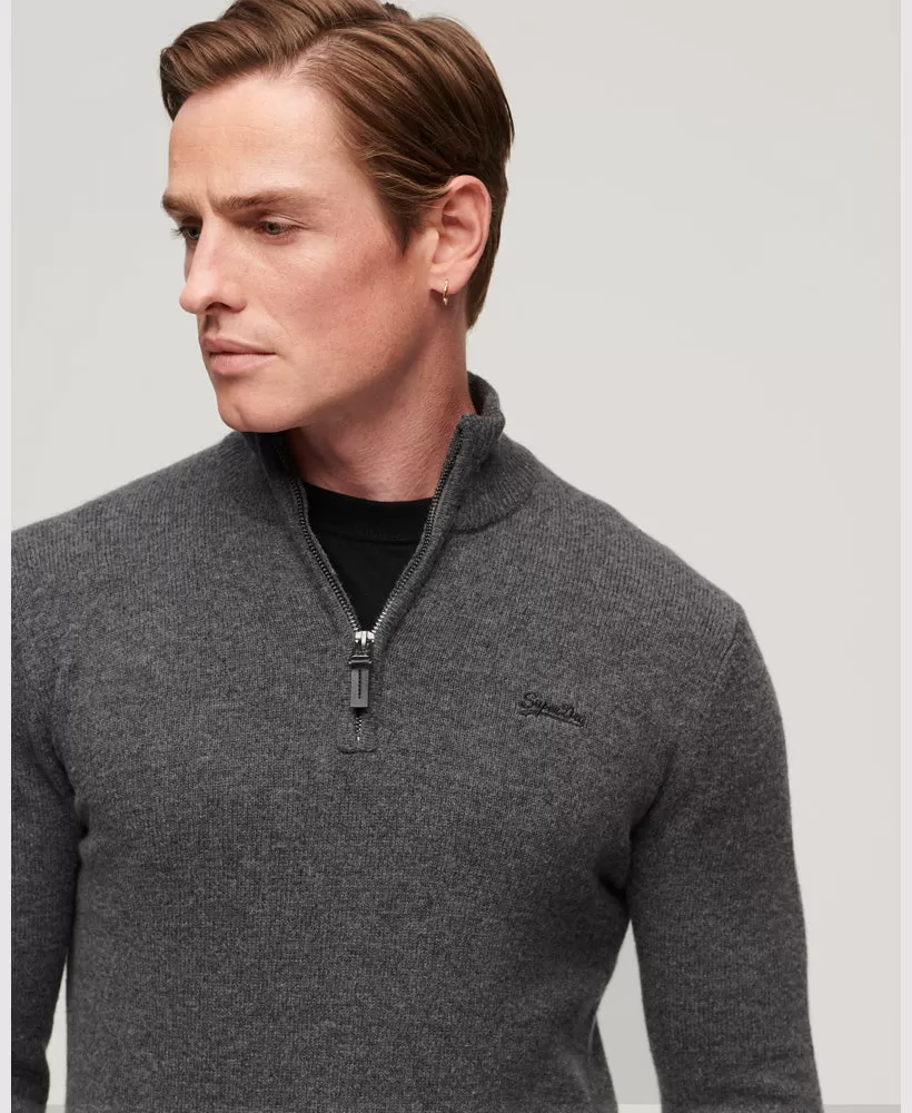 Essential Embroidered Knit Henley Jumper | Gull Grey Marle