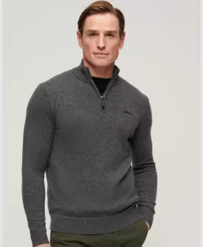 Essential Embroidered Knit Henley Jumper | Gull Grey Marle