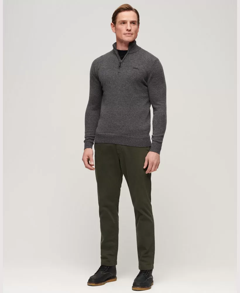 Essential Embroidered Knit Henley Jumper | Gull Grey Marle