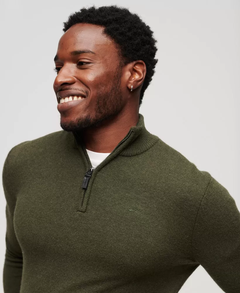 Essential Embroidered Knit Henley Jumper | Spruce Green