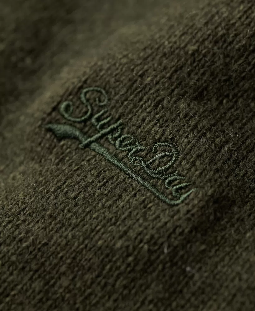 Essential Embroidered Knit Henley Jumper | Spruce Green