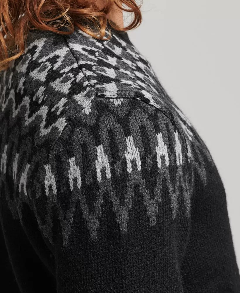 Fairisle Crew Knit Jumper | Mono Fairisle