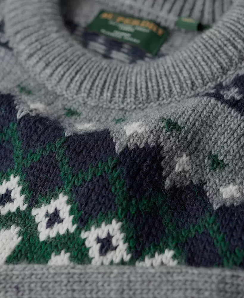 Fairisle Knit Crew Jumper | Grey Marle Multi