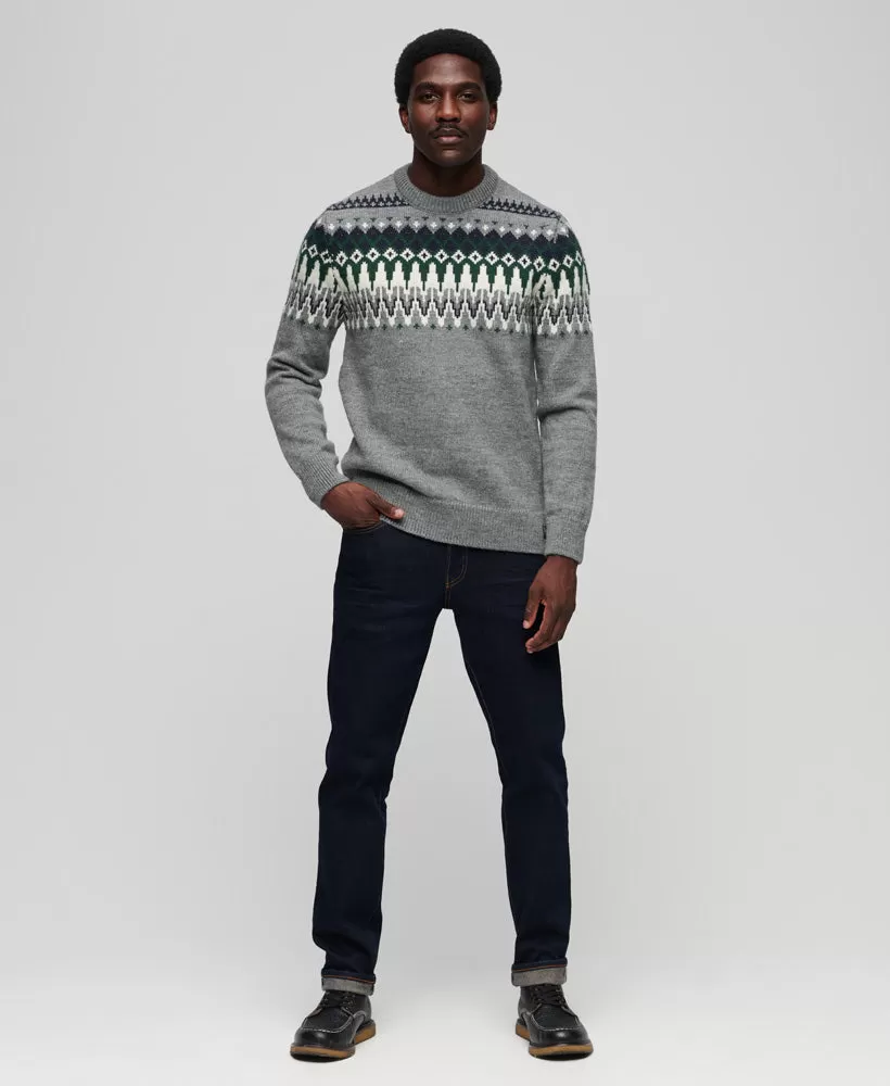 Fairisle Knit Crew Jumper | Grey Marle Multi