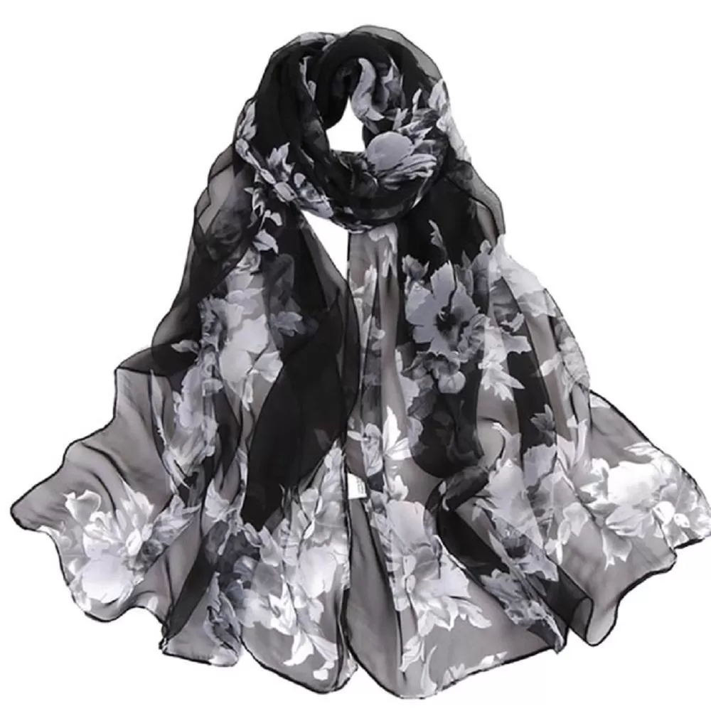 Fashionable Peach Blossom Printing Soft Shawl Scarf For Women