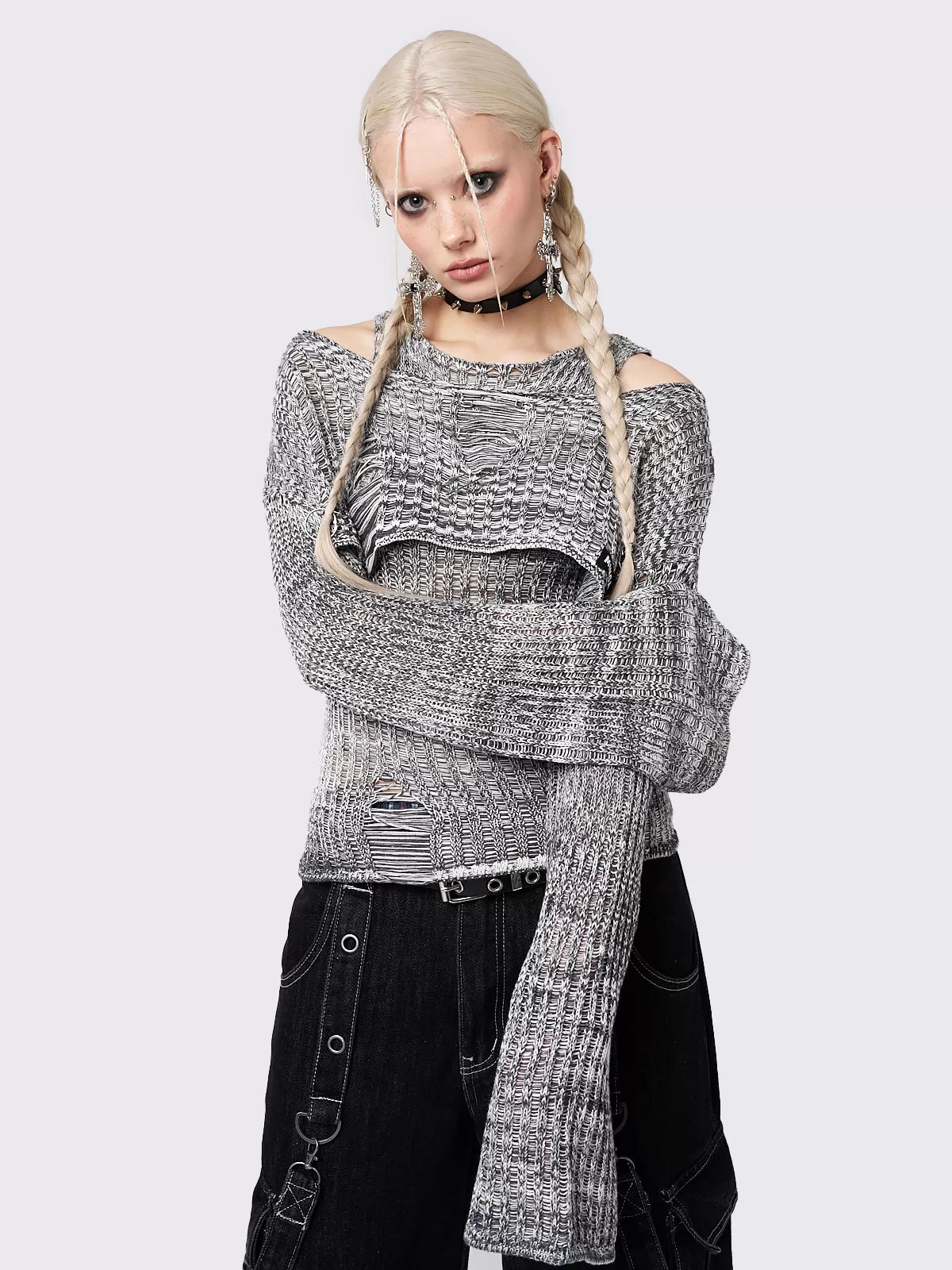 Grizela Two Pieces Off Shoulder Knit Jumper