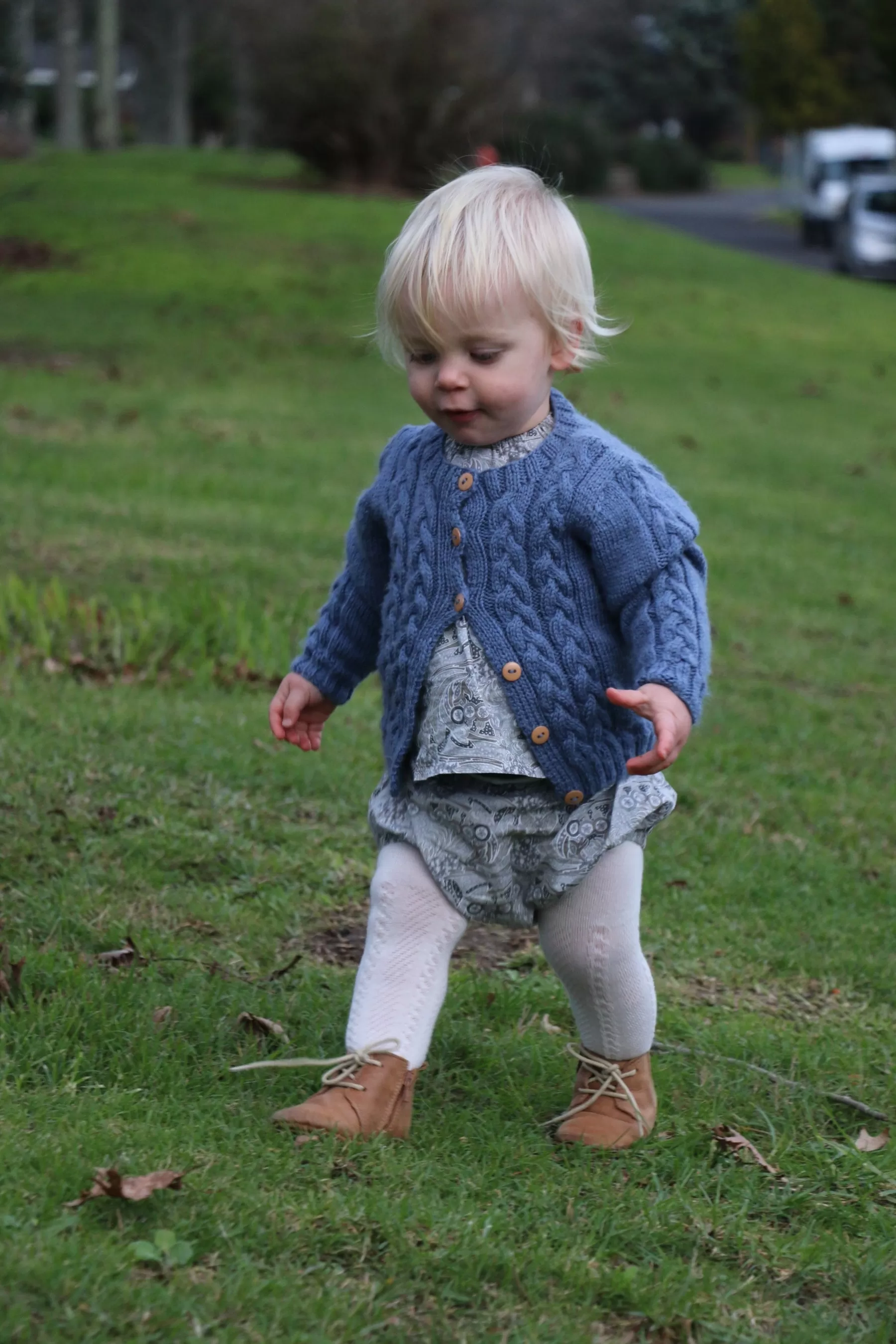 Handknit Plait Cardigan - Blue