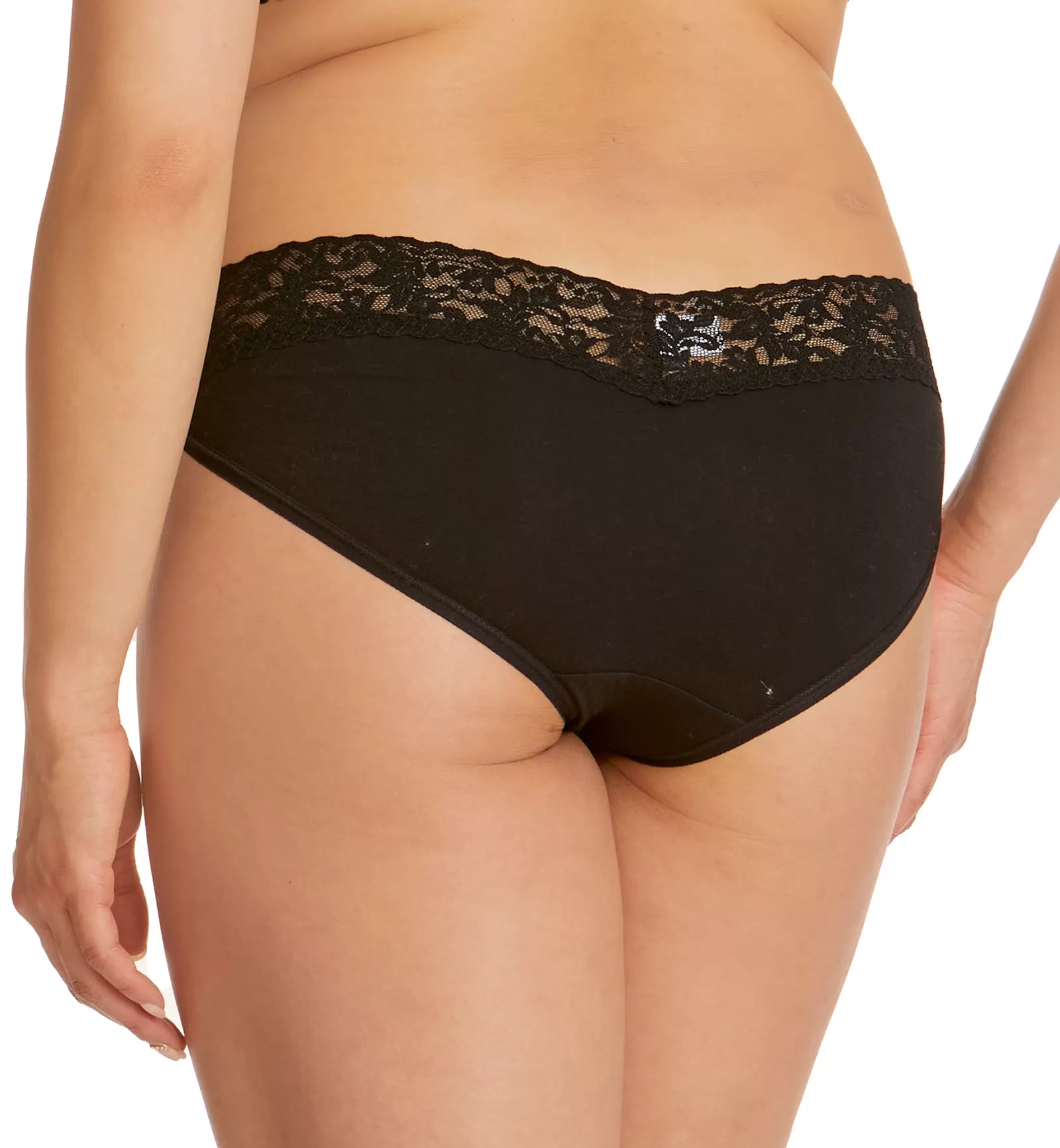 Hanky Panky Organic Cotton V-kini with Lace (892201) - Black