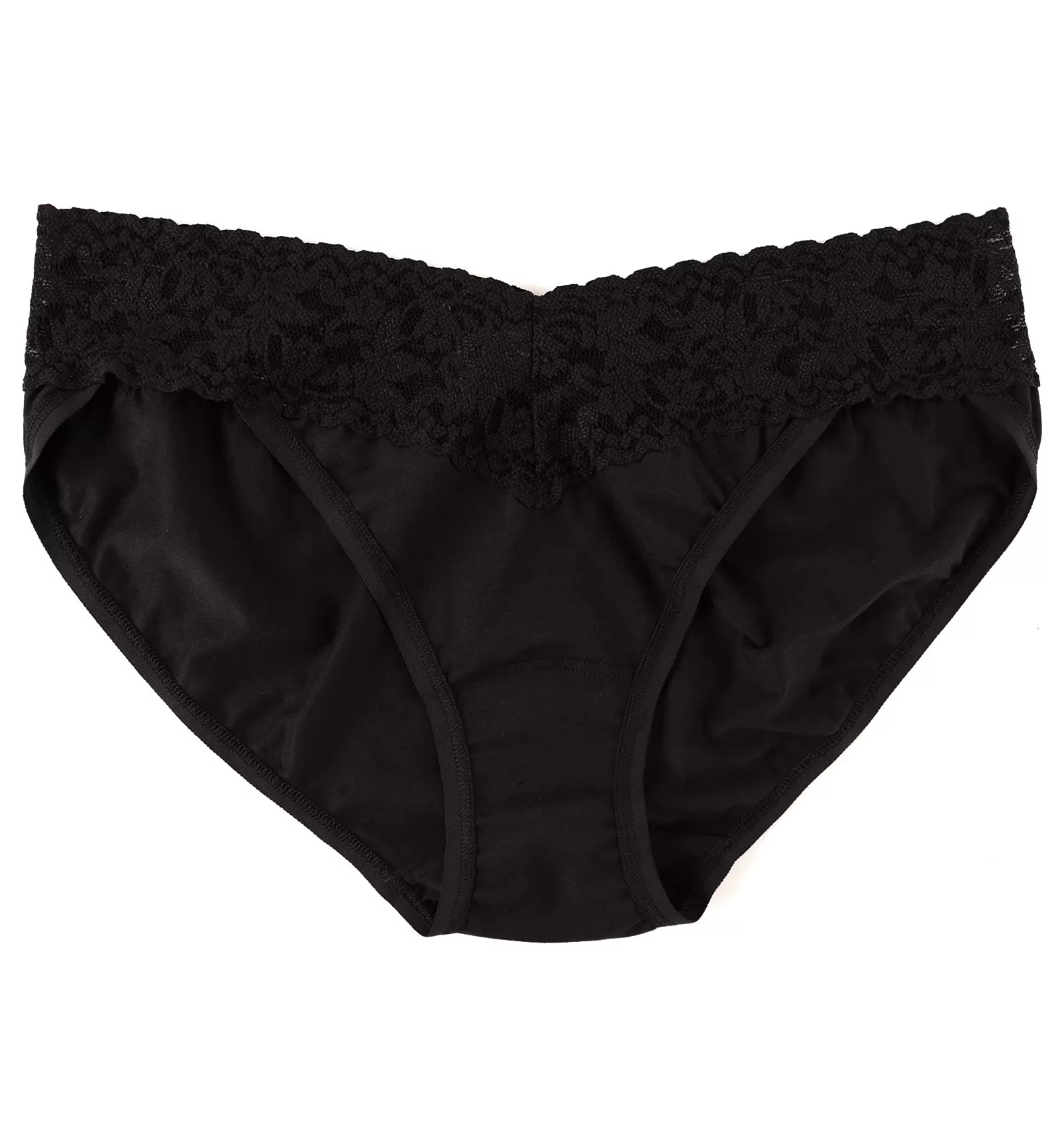 Hanky Panky Organic Cotton V-kini with Lace (892201) - Black