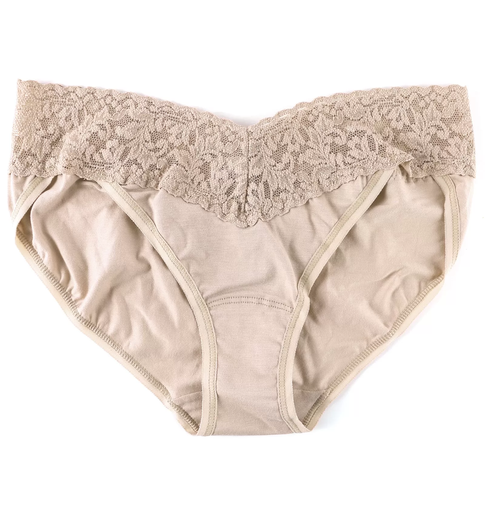 Hanky Panky Organic Cotton V-kini with Lace (892201) - Chai