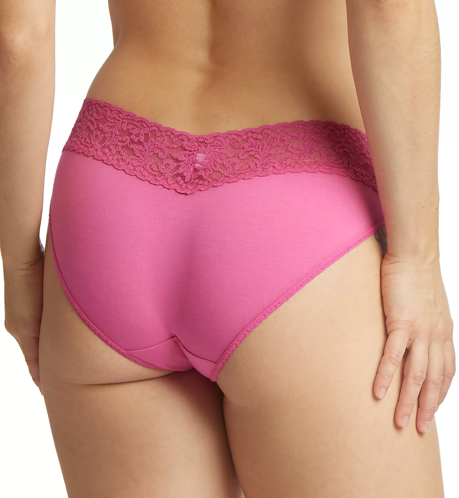 Hanky Panky Organic Cotton V-kini with Lace (892201) - Wild Pink