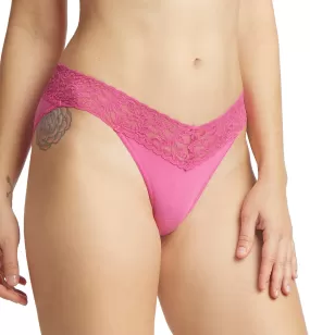 Hanky Panky Organic Cotton V-kini with Lace (892201) - Wild Pink