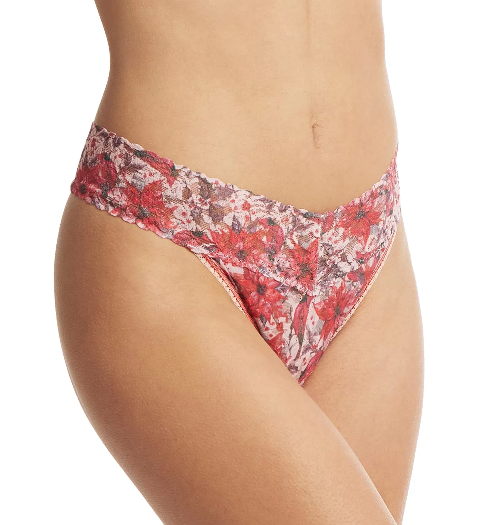 Hanky Panky Signature Lace Printed Original Rise Thong (PR4811P) - Poinsettia