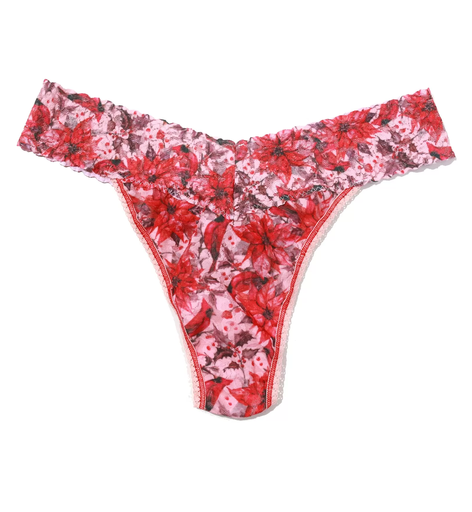 Hanky Panky Signature Lace Printed Original Rise Thong (PR4811P) - Poinsettia