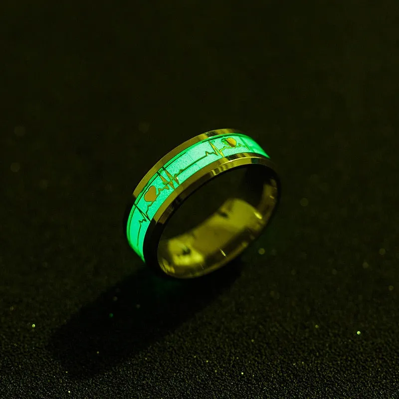 Heart Beat Engraved Luminous Ring