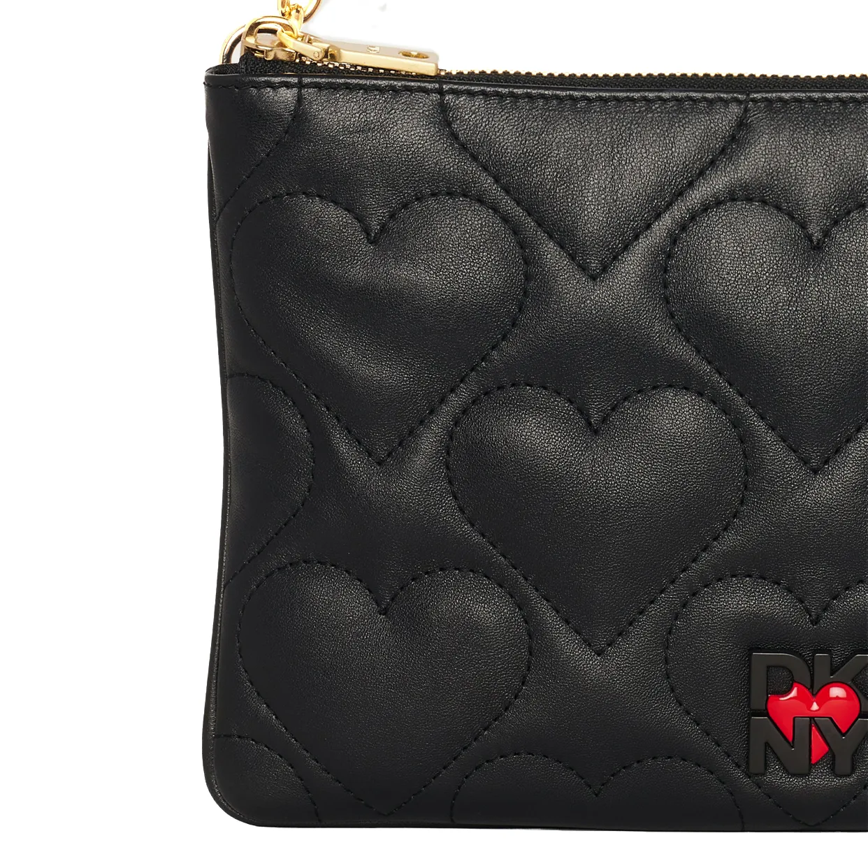 Heart Of NY Quilted Flat Shoulder Bag -Black