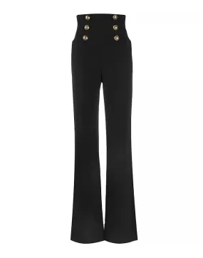 High Waisted Gold Button Flared Pants