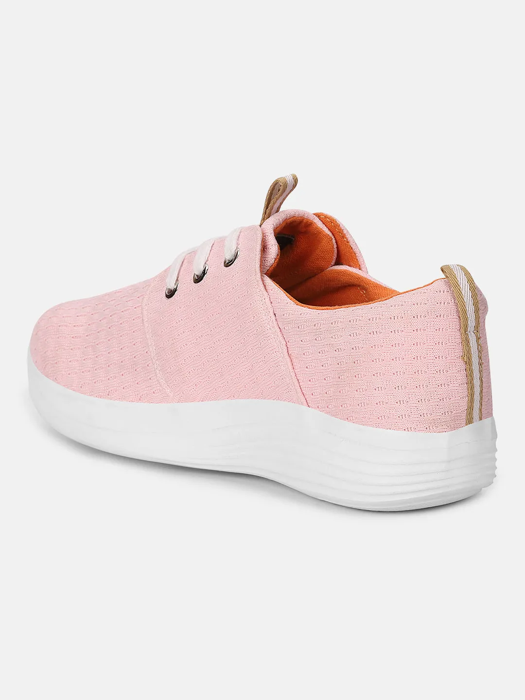 JUMP USA Women's Textured Pink Smart Casual Sneakers Shoes