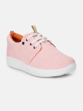 JUMP USA Women's Textured Pink Smart Casual Sneakers Shoes