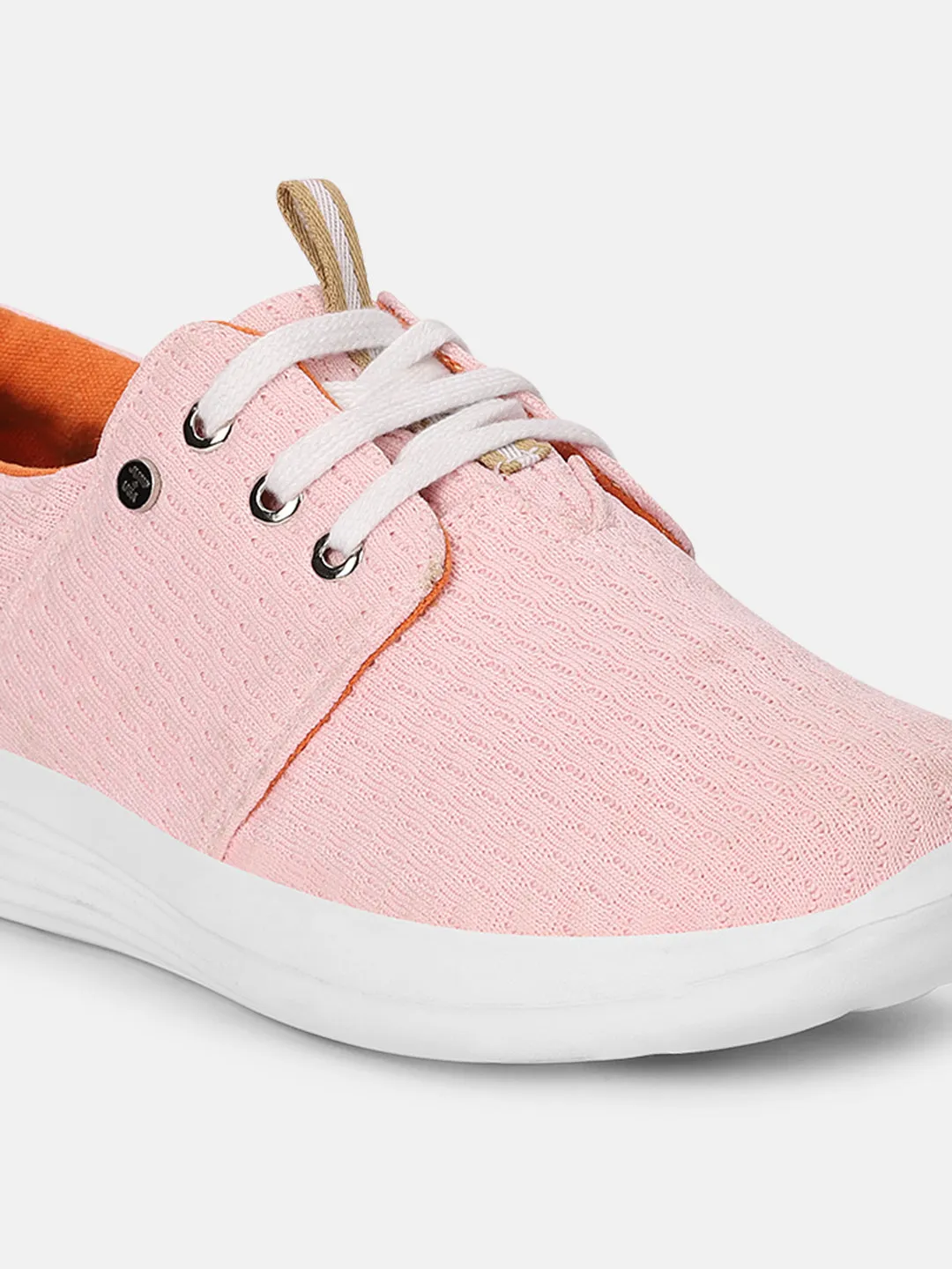 JUMP USA Women's Textured Pink Smart Casual Sneakers Shoes