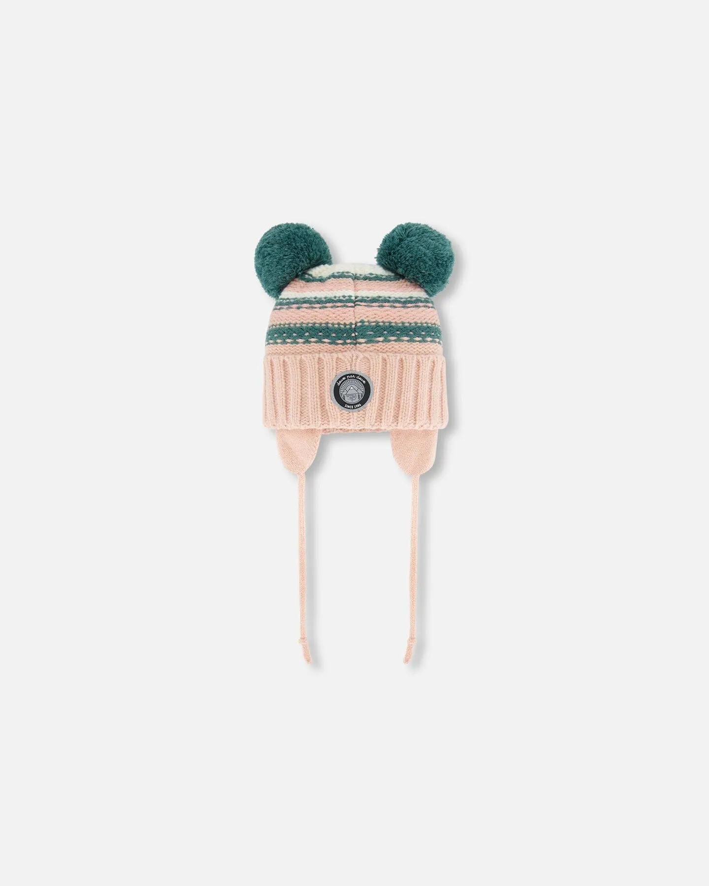 Knit Hat With Ears Light Pink Cat Face