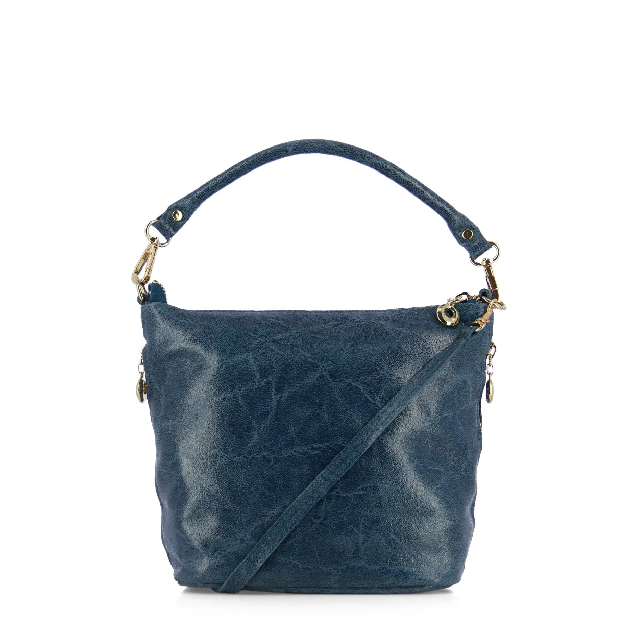 Leather Hobo Bag -Blue