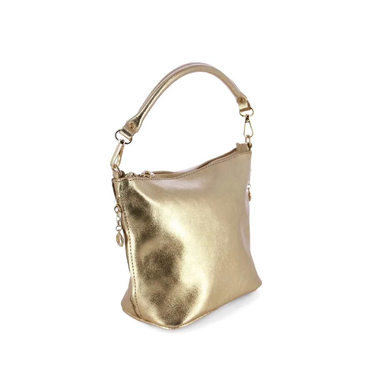 Leather Hobo Bag -Gold