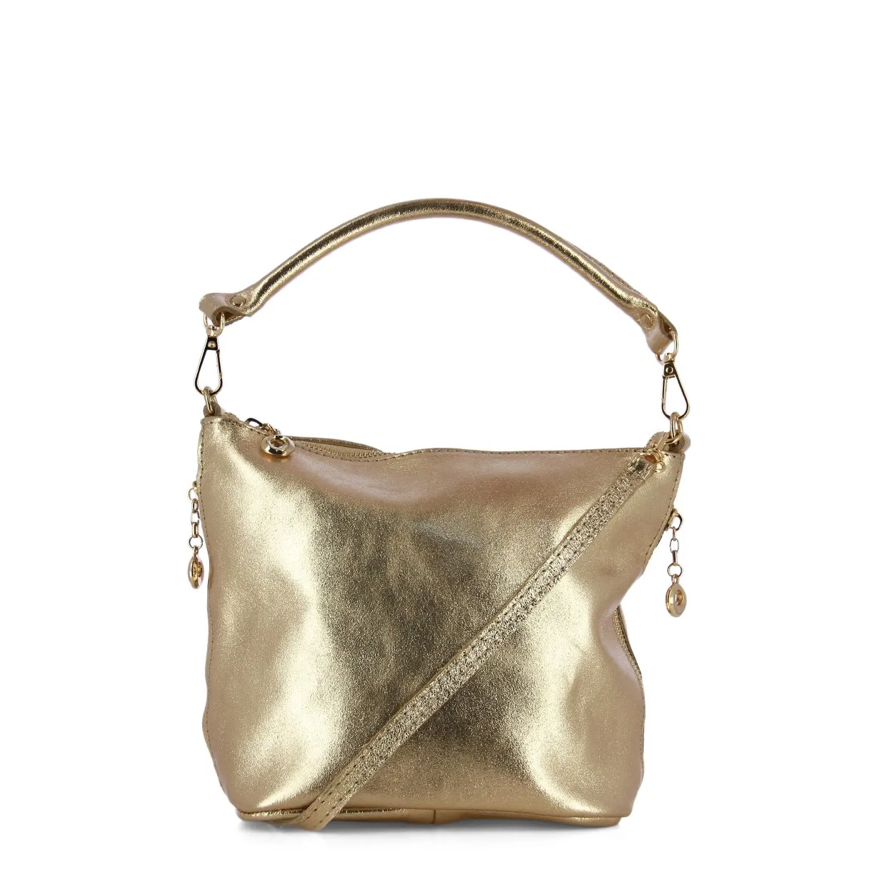 Leather Hobo Bag -Gold