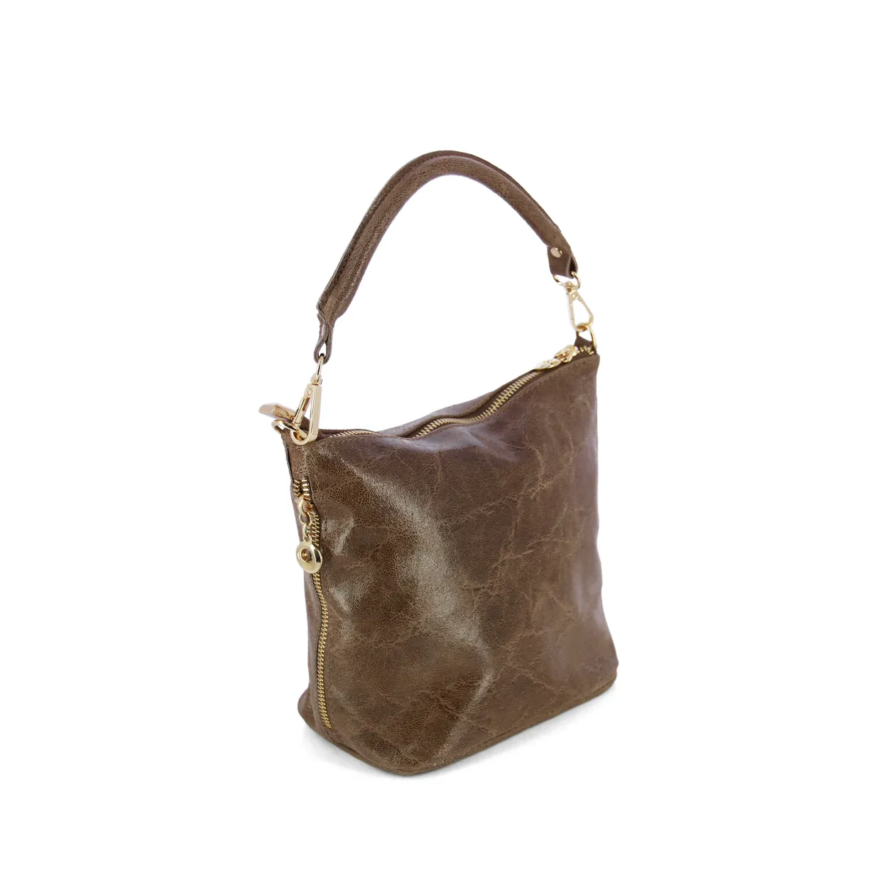 Leather Hobo Bag -Tan