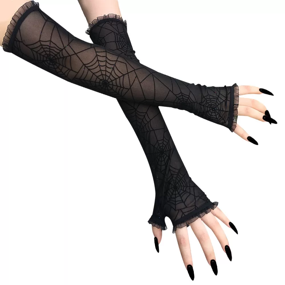 Long Spider Web Gloves