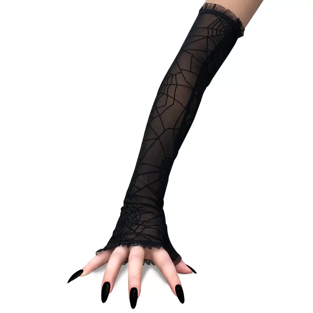 Long Spider Web Gloves