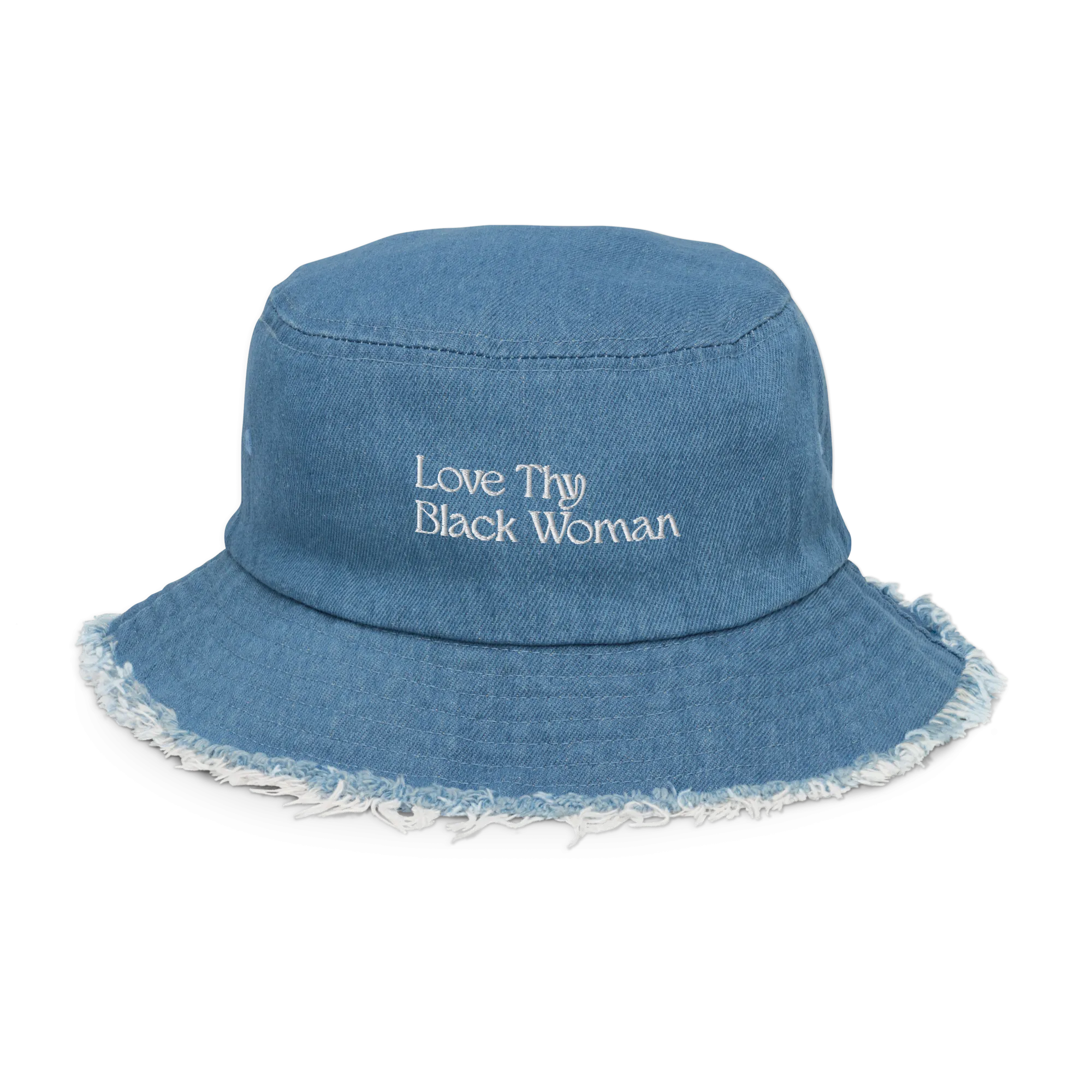 Love Thy Black Woman Distressed Denim Bucket Hat