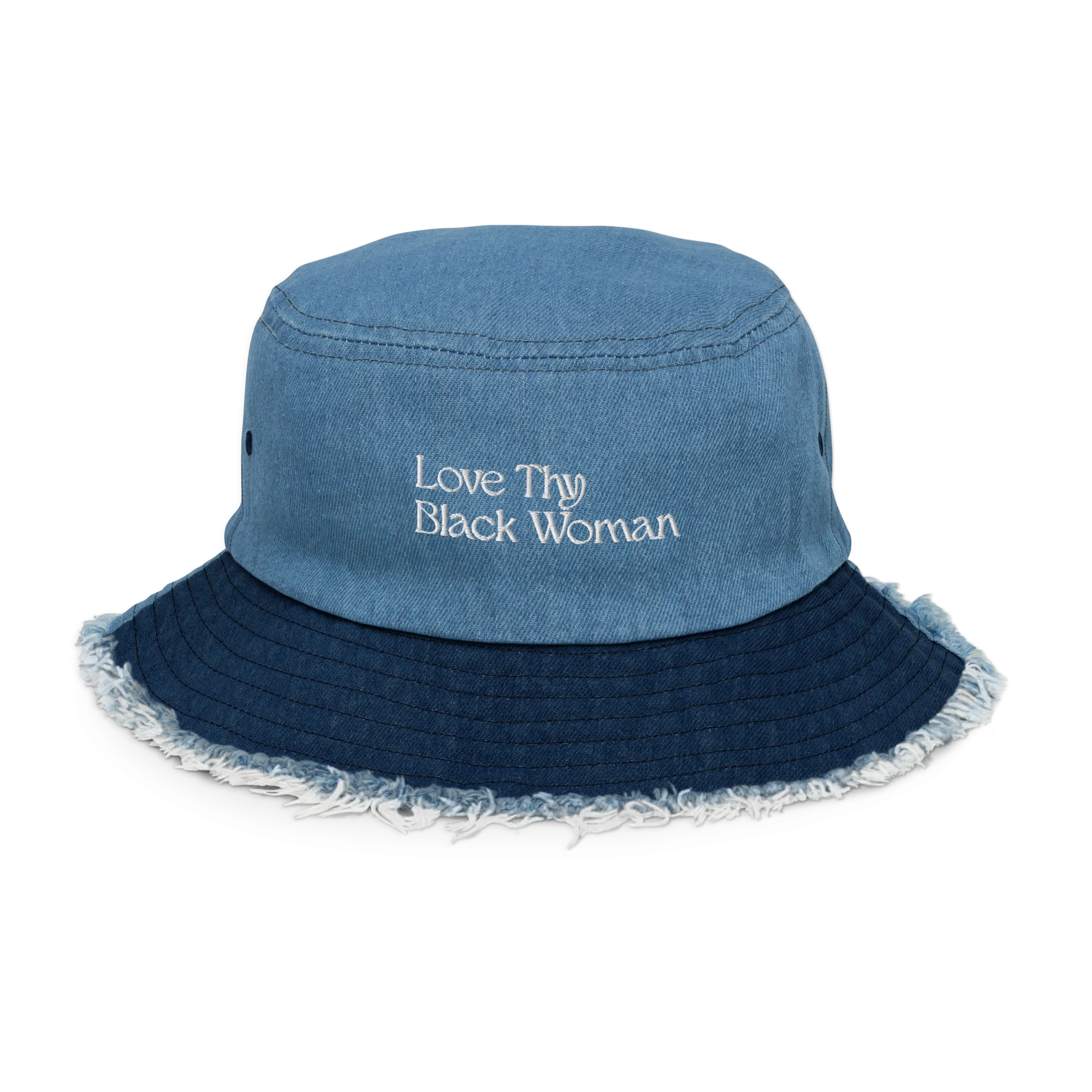 Love Thy Black Woman Distressed Denim Bucket Hat