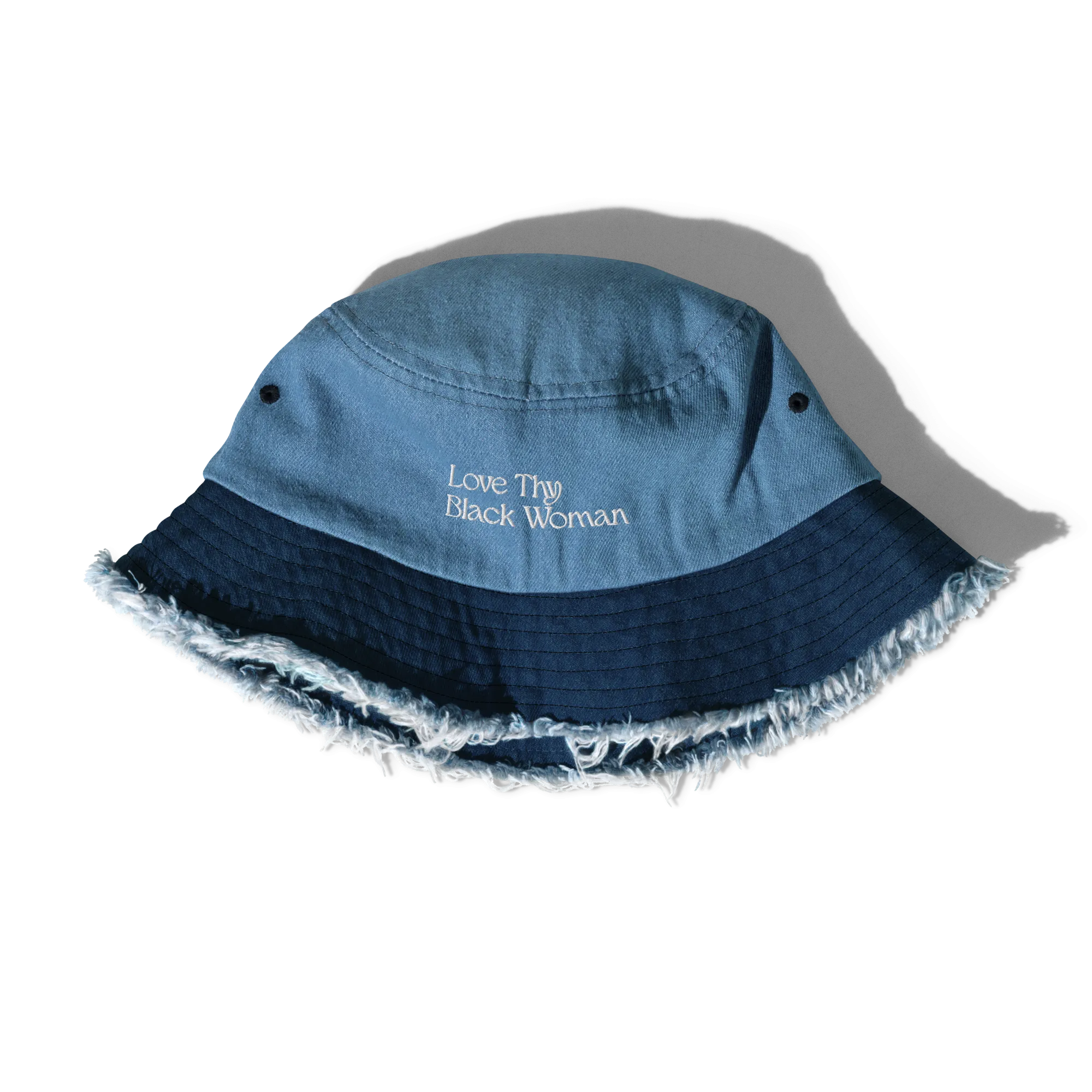 Love Thy Black Woman Distressed Denim Bucket Hat