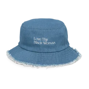 Love Thy Black Woman Distressed Denim Bucket Hat