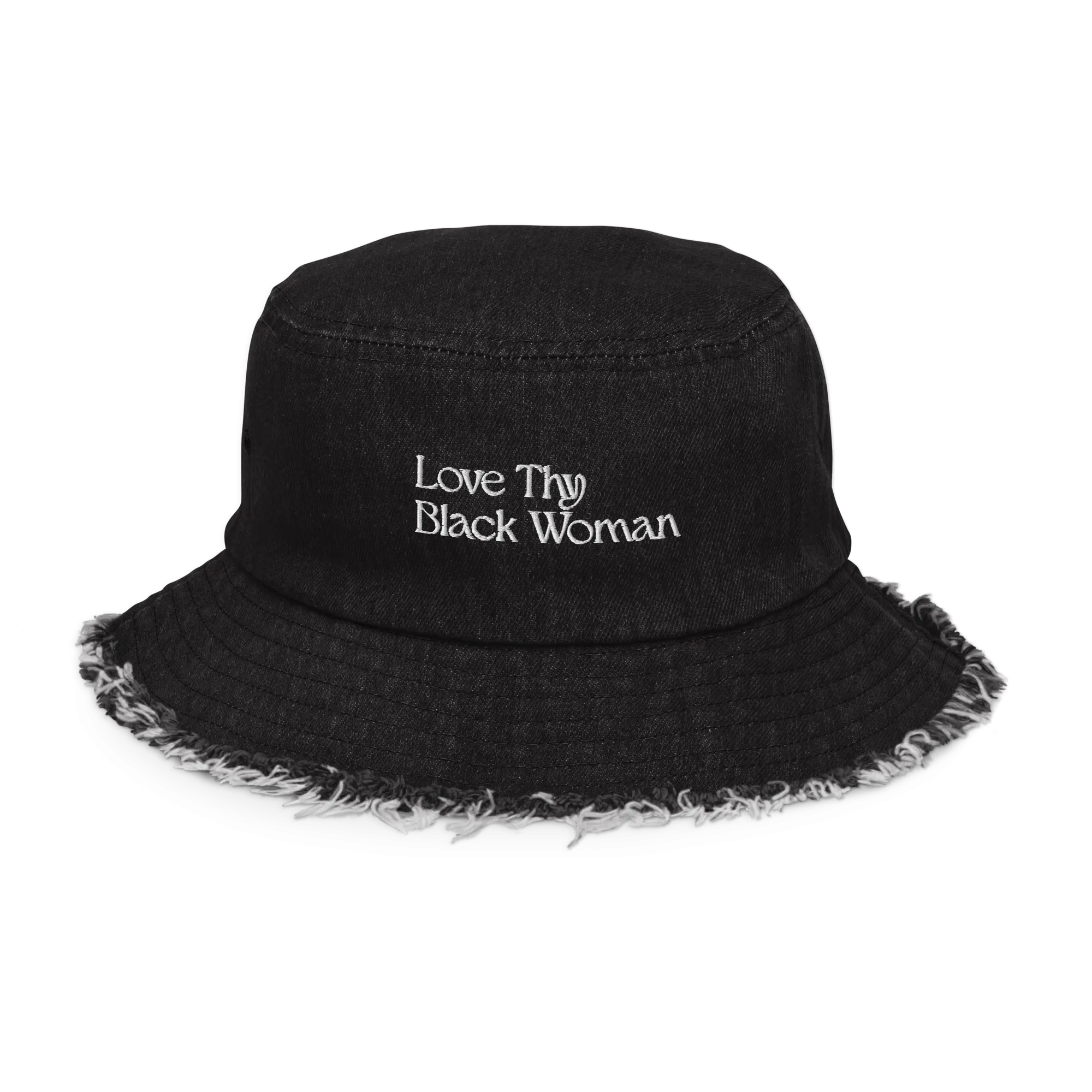 Love Thy Black Woman Distressed Denim Bucket Hat