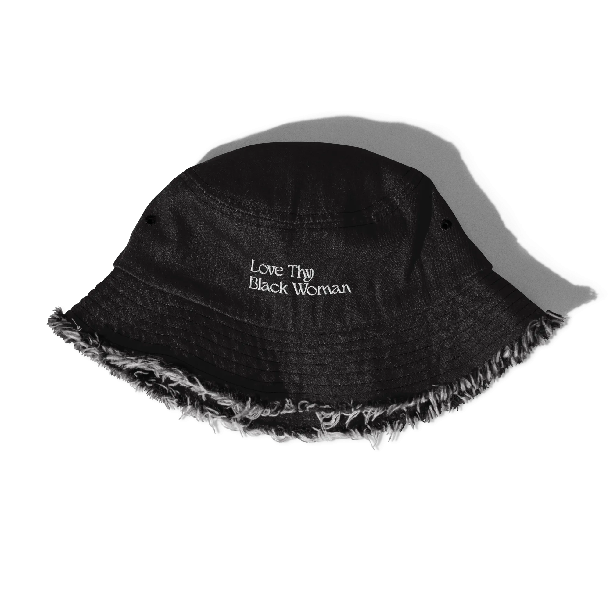 Love Thy Black Woman Distressed Denim Bucket Hat