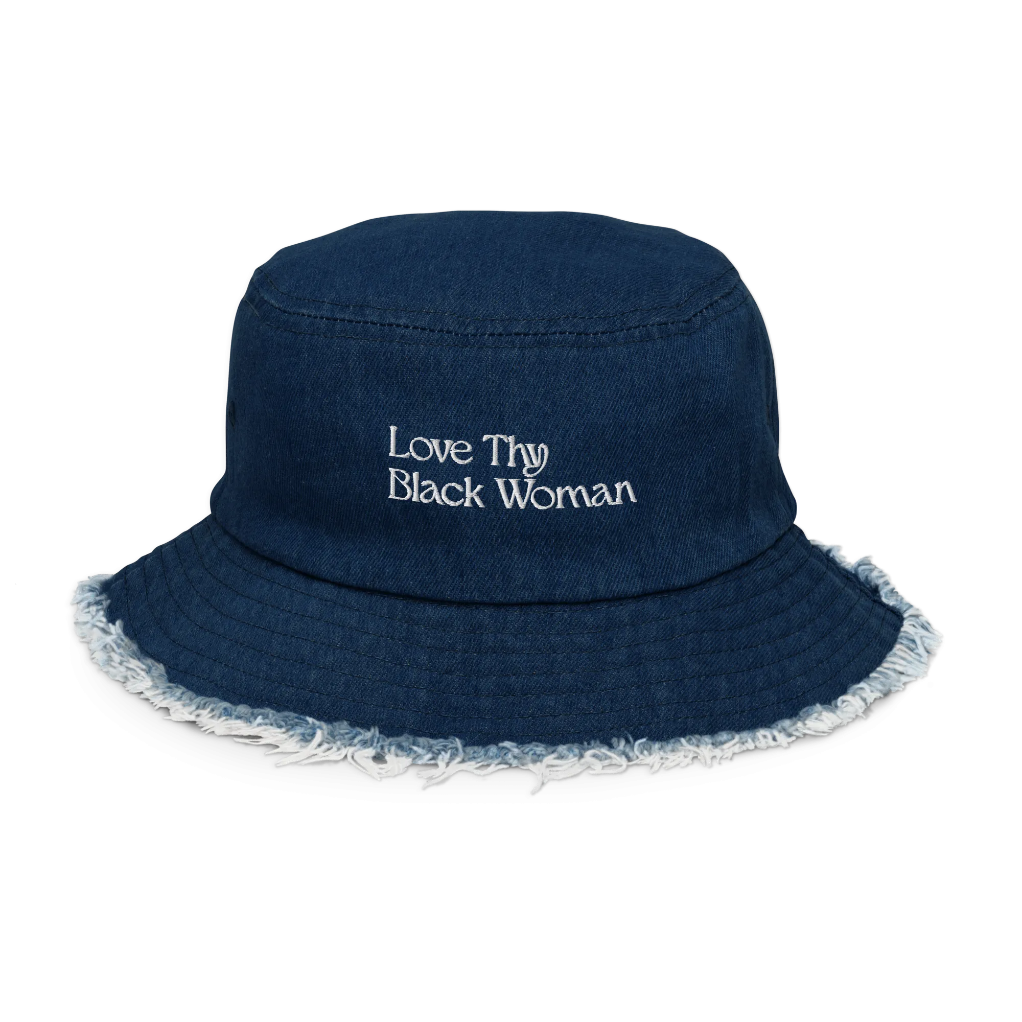 Love Thy Black Woman Distressed Denim Bucket Hat