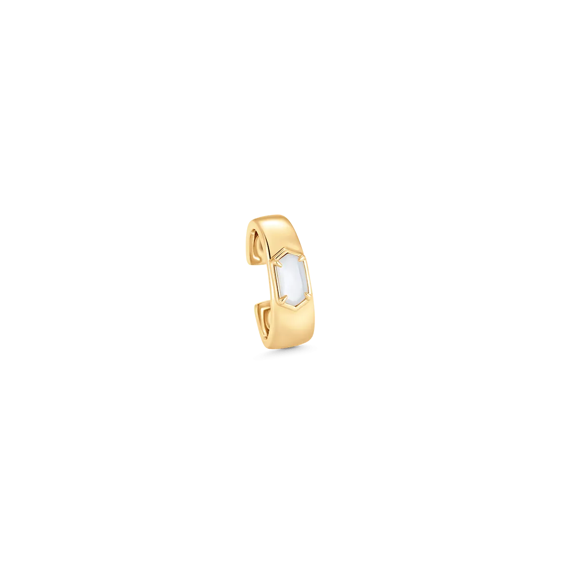 Lucia Gold Mother of Pearl Elongated Hexagon Earcuff