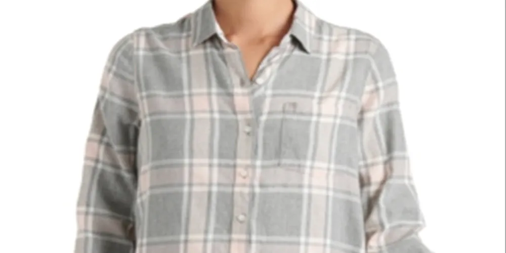 Lucky Brand Women's Classic Plaid Shirt Gray Size Small