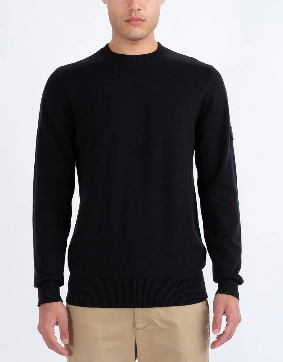 Luke 1977 Berwick Panel Crew Neck Jumpers Black