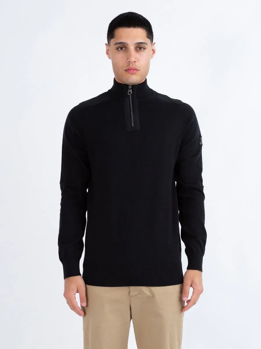 Luke 1977 Heddon Zip Neck Jumpers Black