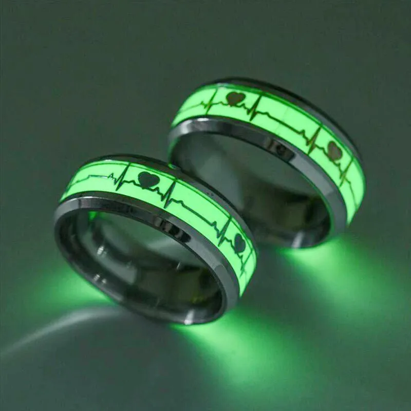 Luminous Heartbeat Couple Rings