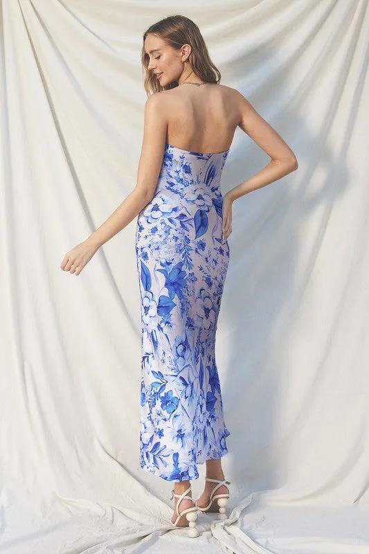 Luminous Strapless Bias Cut Maxi Dress