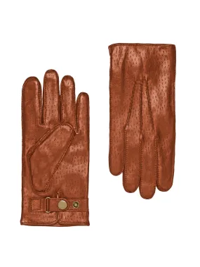 Luxury Textured Leather Tan Cashmere-Lined Gloves