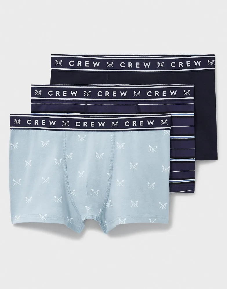 Men's 3 Pack Boxer Briefs  - Oars Navy Stripe from Crew Clothing Company