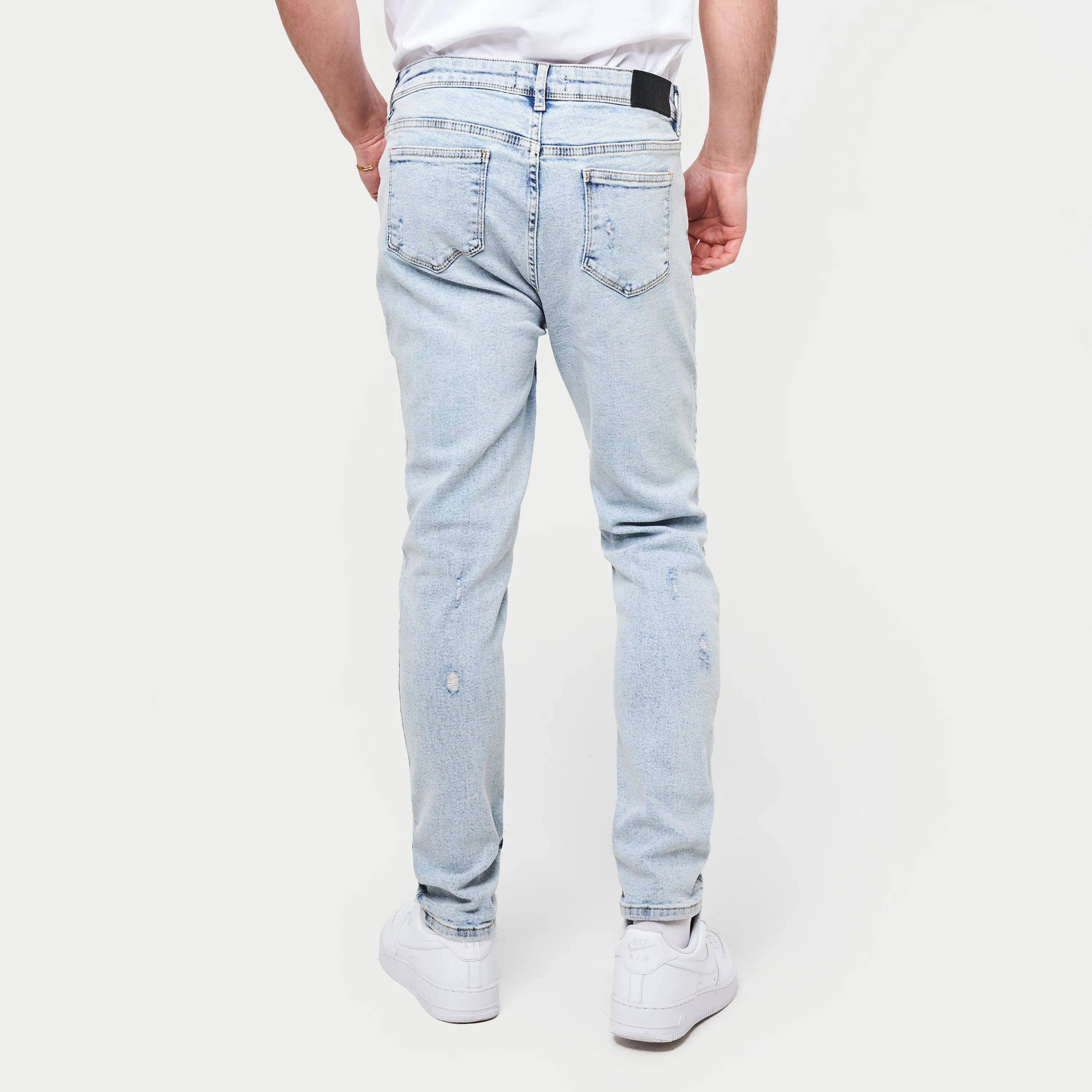 Mens Distressed Slim Fit Jean - Light Blue | HERA Clothing