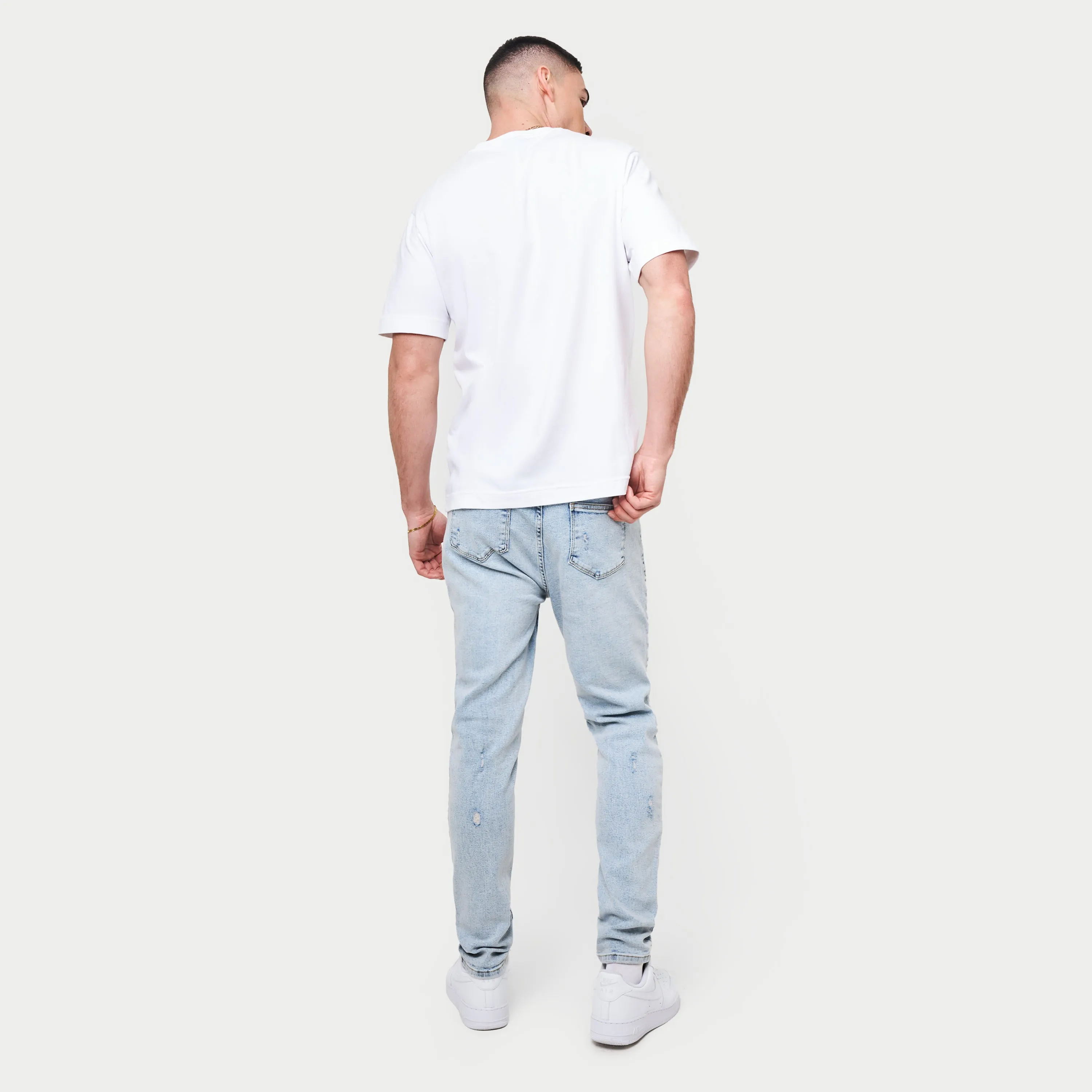 Mens Distressed Slim Fit Jean - Light Blue | HERA Clothing