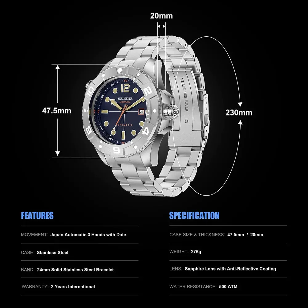 Men's Luxury Luminous Sports Diver Automatic Mechanical Wristwatches